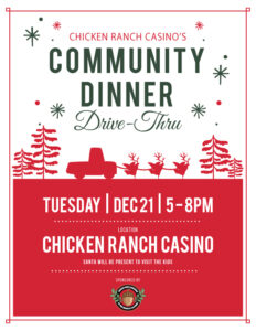 Happy Holidays from the Chicken Ranch Casino community dinner drive thru!